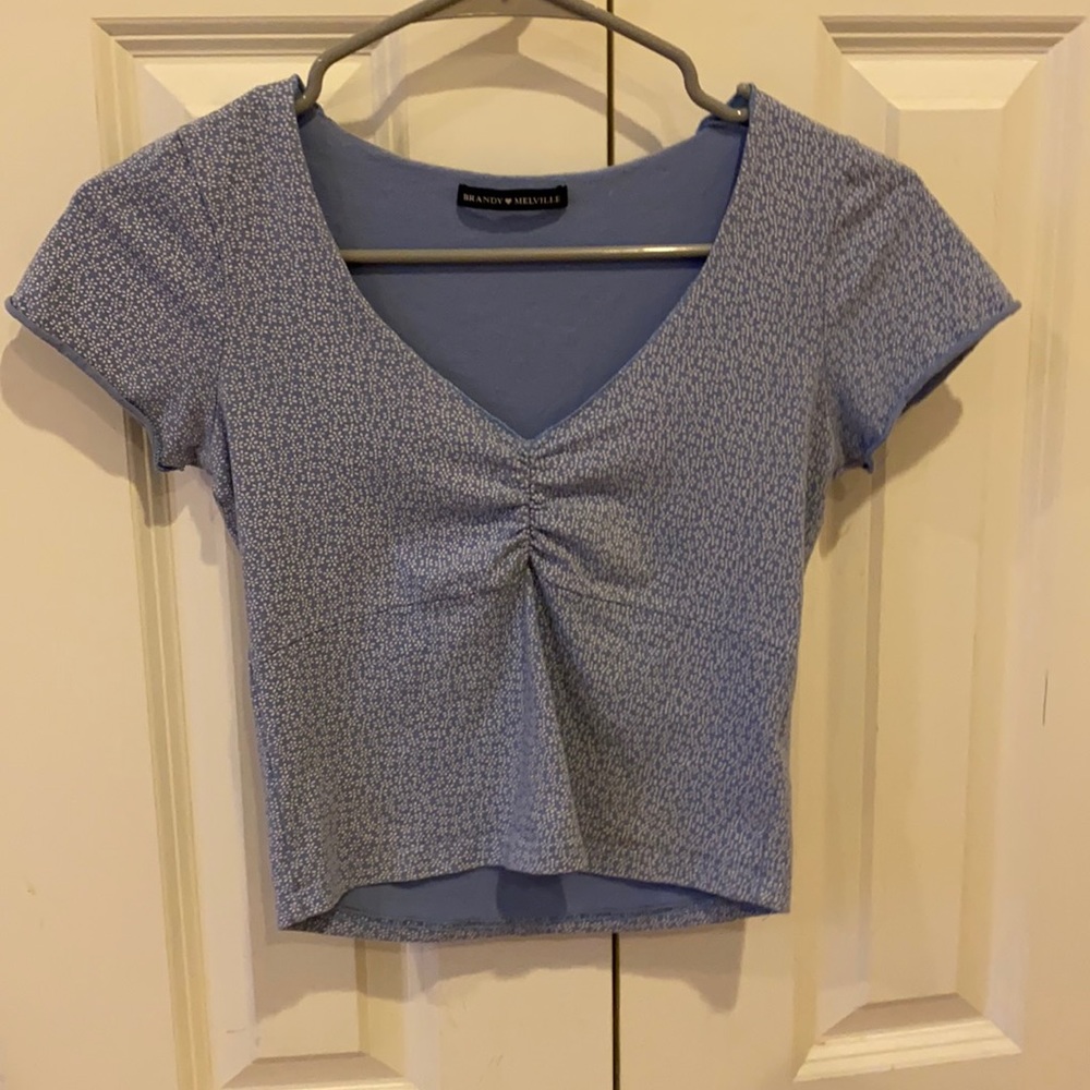 blue with white flowers top